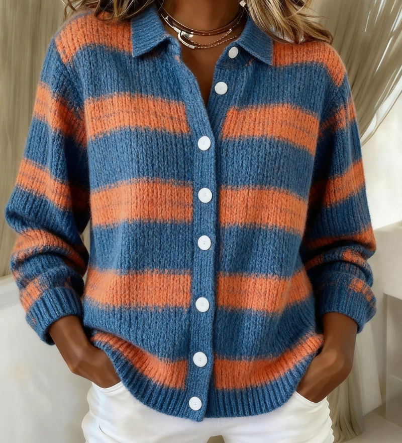 Monique | Cardigan Tricoté Rayé