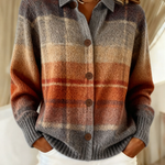 Odette | Cardigan à Carreaux Ombré Automne