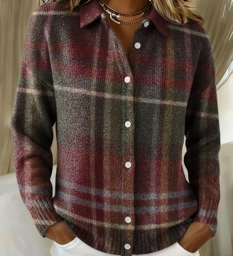 Corinne | Cardigan à Carreaux Classique