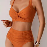 Julie - Ensemble bikini taille haute été