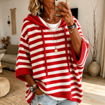 Charlotte – Pull Poncho Rayé Rouge