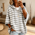 Céline – Pull Poncho Rayé Gris
