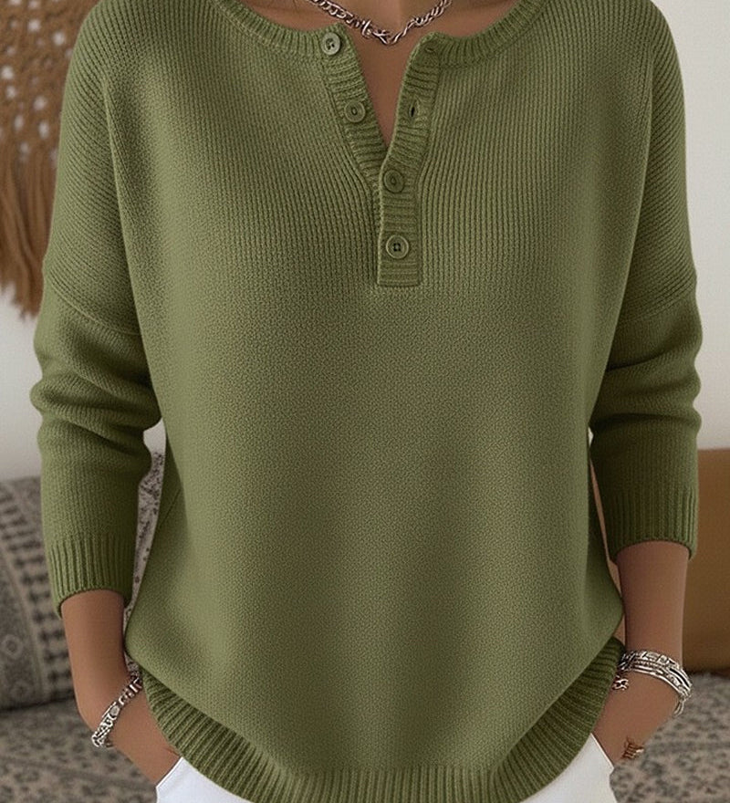 Helena | Pull Henley Boutonné en Maille