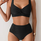 Julie - Ensemble bikini taille haute été
