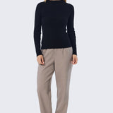 Melanie | Top en Maille Col Montant a Manches Longues