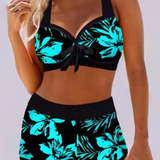 Zoé - Maillot de bain fleuri taille haute