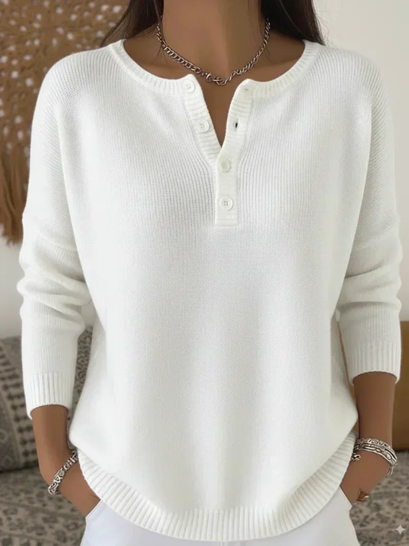 Helena | Pull Henley Boutonné en Maille