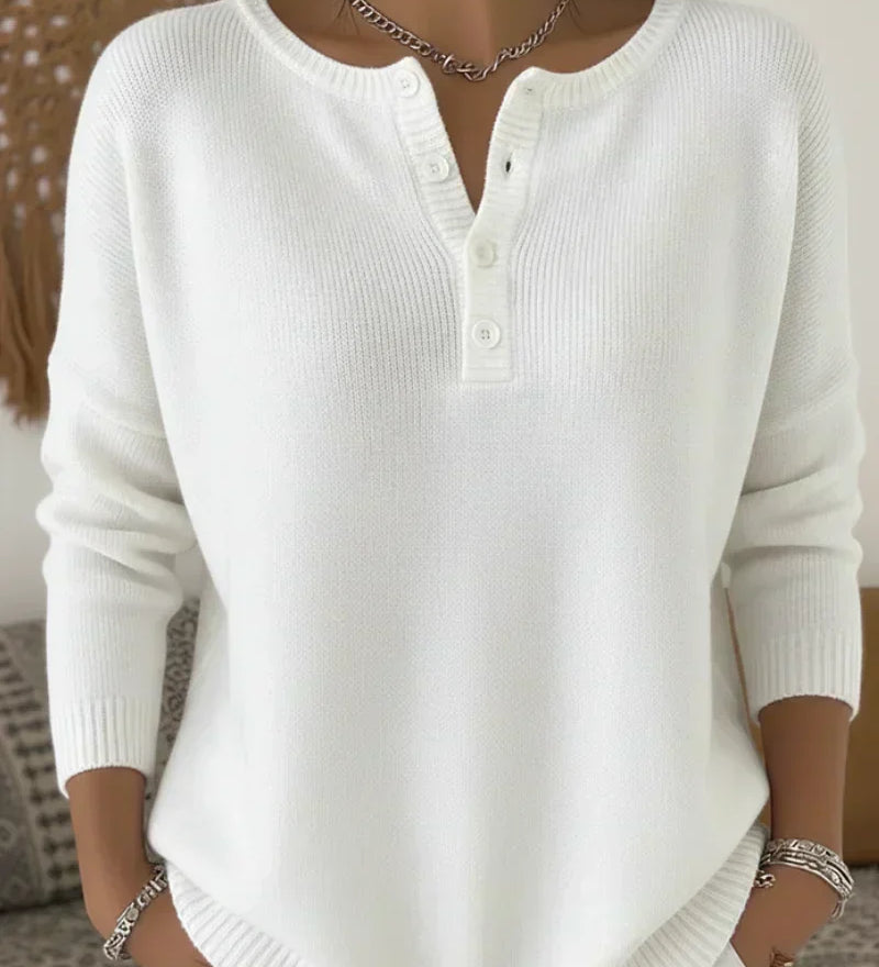 Helena | Pull Henley Boutonné en Maille