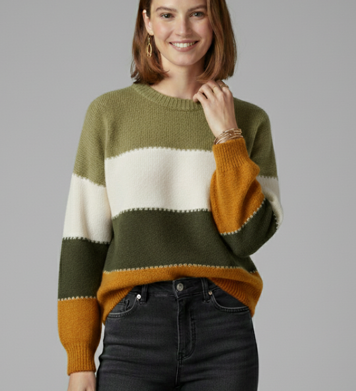 Celine | Pull Raye a Col Rond