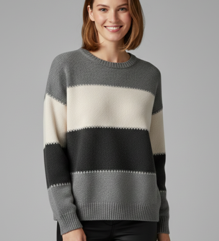 Celine | Pull Raye a Col Rond