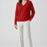 Philippine | Pull Col en V a Poignets Boutonnes