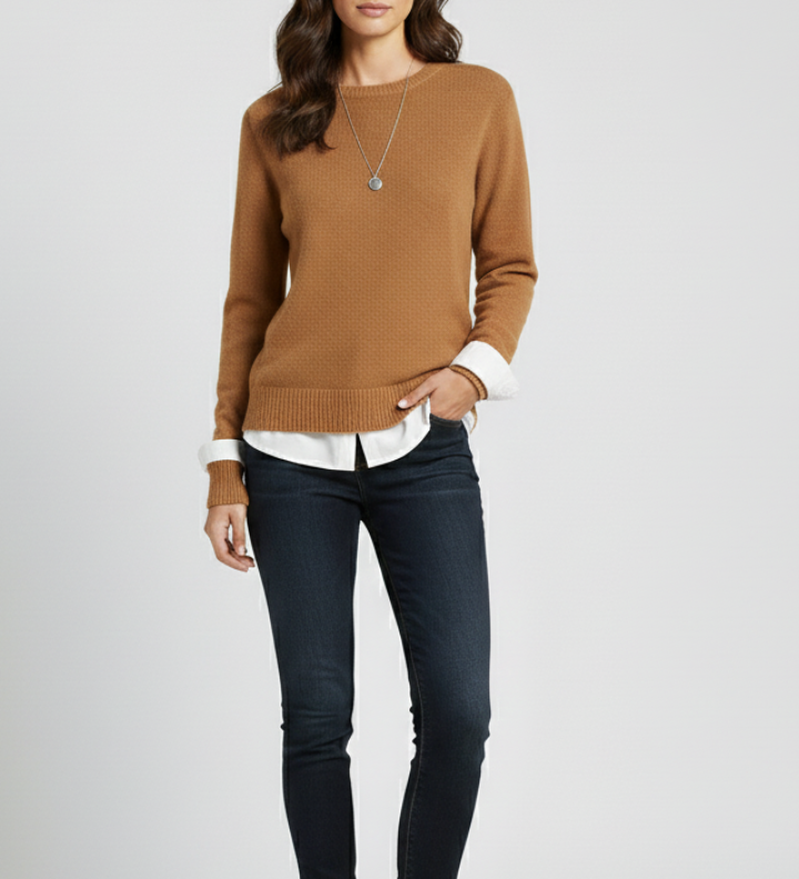Severine | Pull Col Rond a Ourlet Cotele