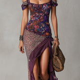 Kalina | Robe Maxi Imprimé Léopard et Fleurs