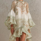 Rosalia | Robe Mini à Volants Rayures Vertes