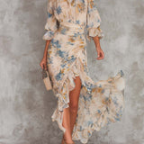 Alira | Robe Maxi Asymétrique à Motif Floral
