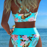 Clémence - Bikini floral contrasté avec fente