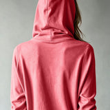 Cardigan Corail à Capuche et Boutons