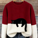 Fleur | Pull Motif Chat en Melange de Laine