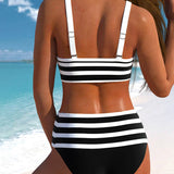 Odile - Bikini rayé taille haute