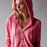 Cardigan Rose à Capuche et Boutons