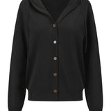 Cardigan Noir à Capuche et Boutons
