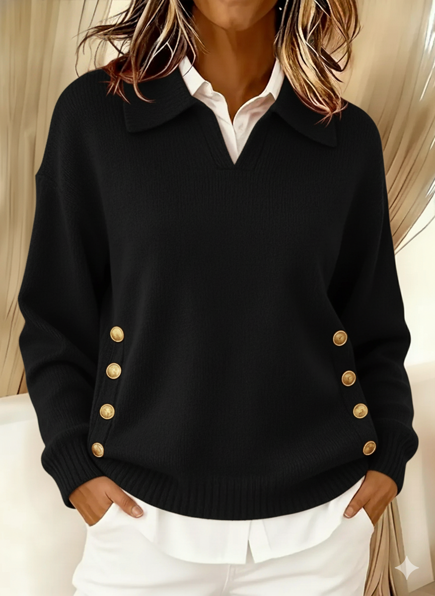 Vynette | Pull Col en V à Col Polo