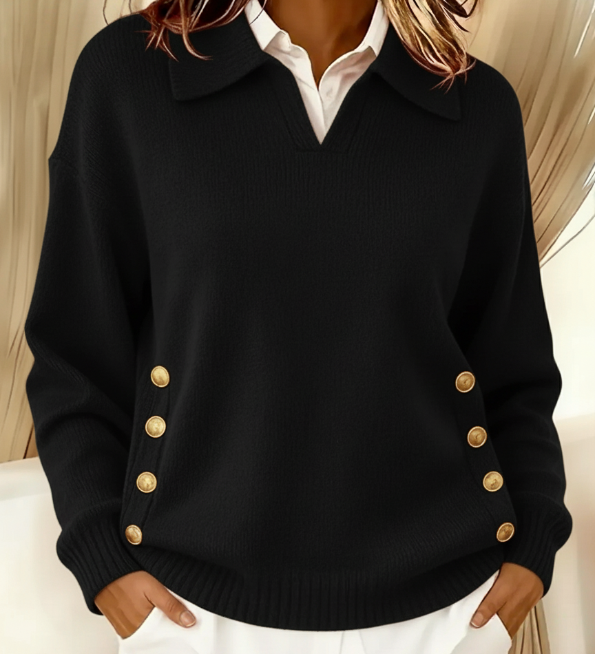 Vynette | Pull Col en V à Col Polo