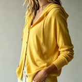Cardigan Moutarde à Capuche et Boutons
