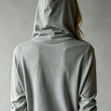 Cardigan Gris à Capuche et Boutons