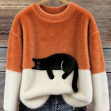 Fleur | Pull Motif Chat en Melange de Laine