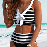 Odile - Bikini rayé taille haute
