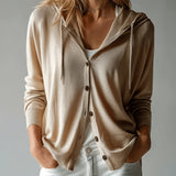 Cardigan Kaki à Capuche et Boutons