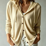 Cardigan Abricot à Capuche et Boutons