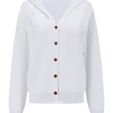 Cardigan Blanc à Capuche et Boutons