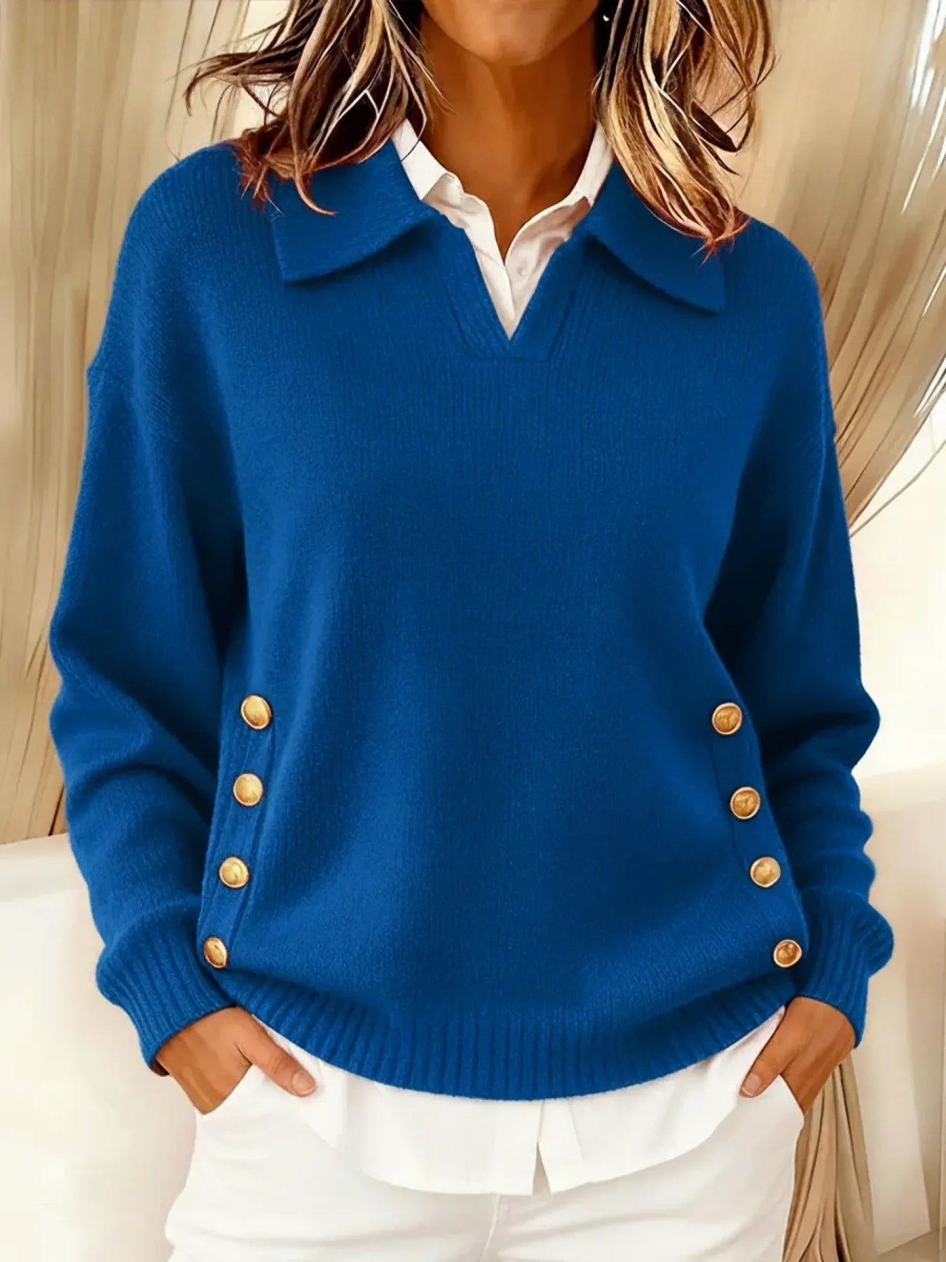 Vynette | Pull Col en V à Col Polo