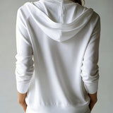 Cardigan Blanc à Capuche et Boutons