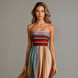 Léonie – Robe Maxi Colorée sans Manches