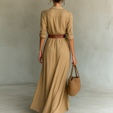 Juliette – Robe Maxi Col Revers Manches Longues