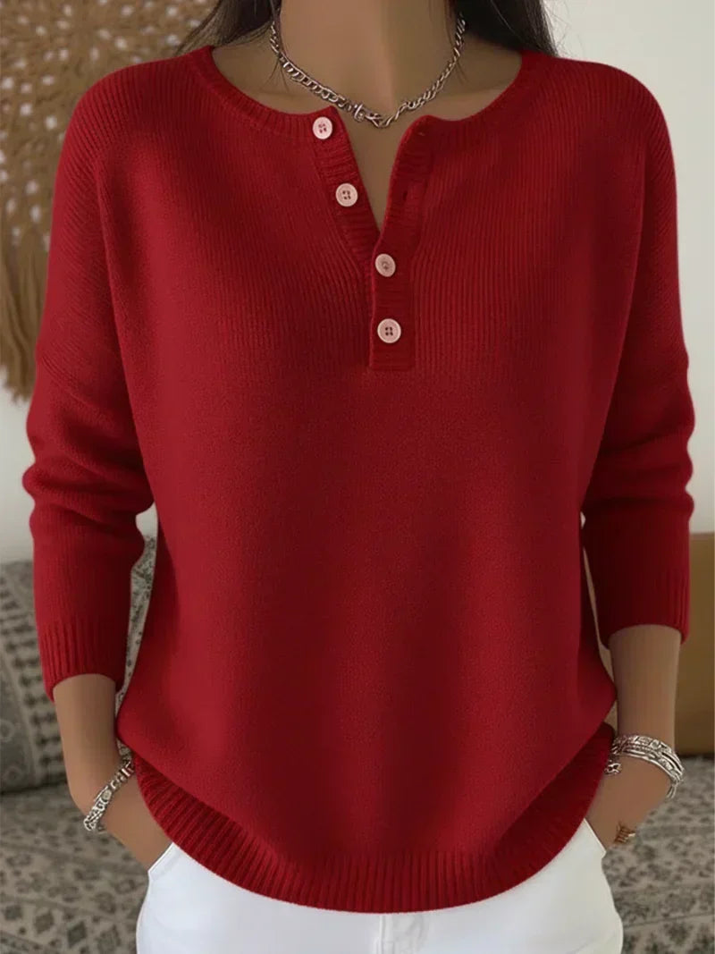 Helena | Pull Henley Boutonné en Maille