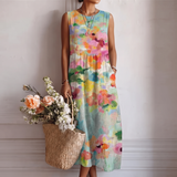 Margaux™ | Robe Midi Multicolore Élégante