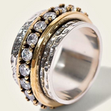 Bague en Or et Argent Vintage avec Zirconia