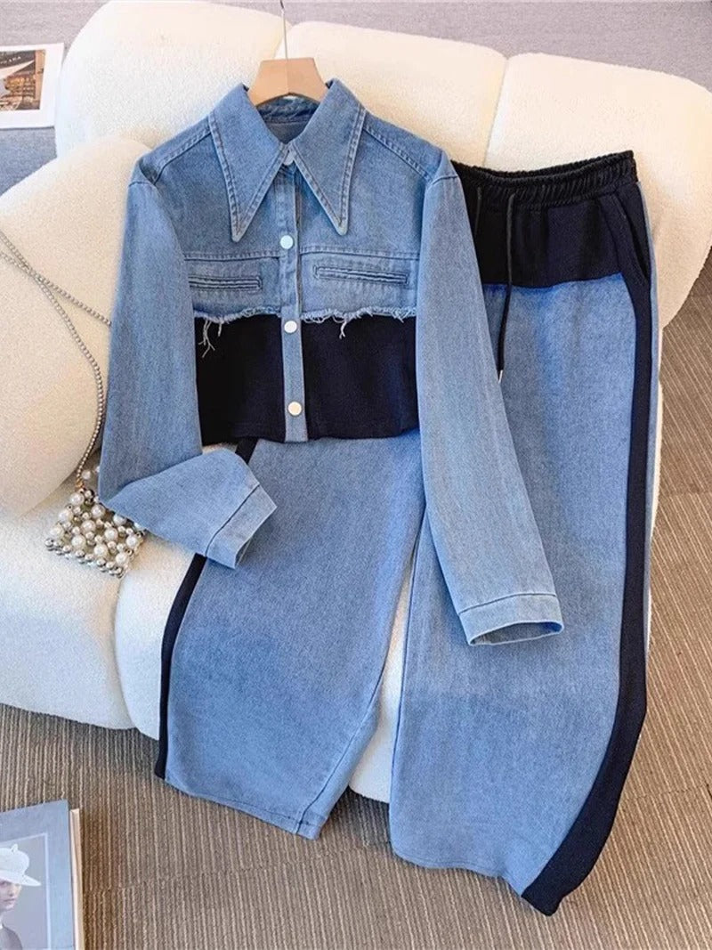 Ruth | Ensemble Veste Courte et Pantalon Large Colorblock