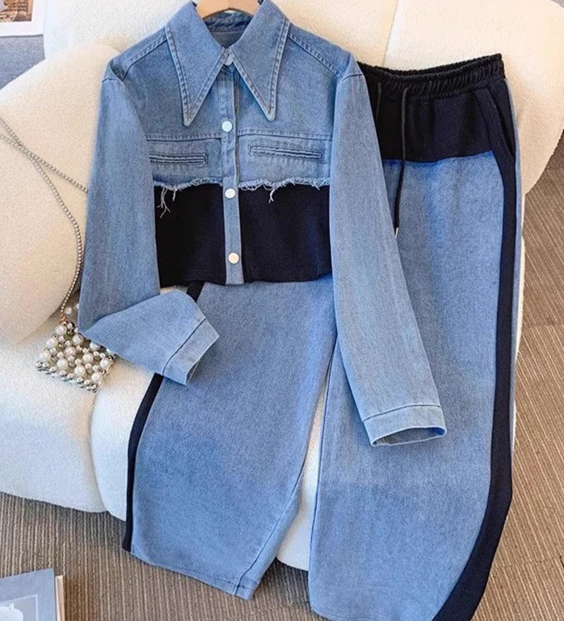 Ruth | Ensemble Veste Courte et Pantalon Large Colorblock