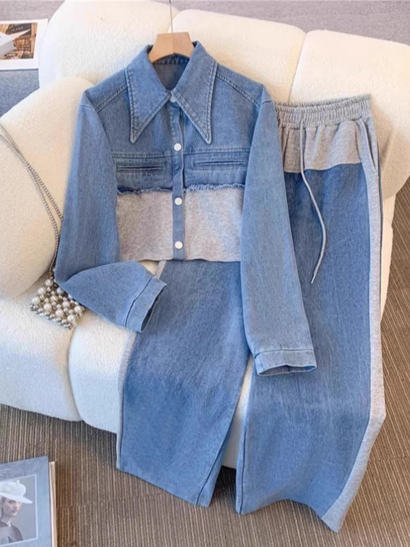 Ruth | Ensemble Veste Courte et Pantalon Large Colorblock