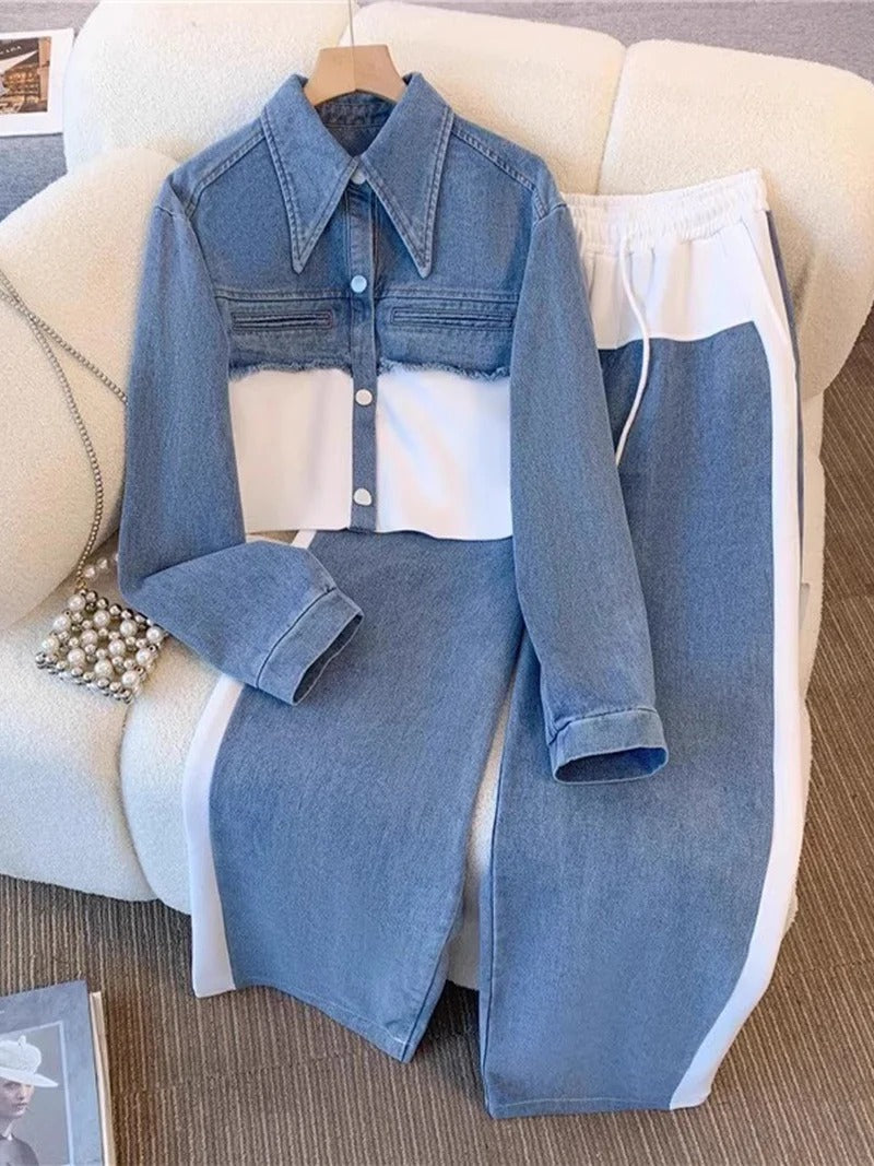 Ruth | Ensemble Veste Courte et Pantalon Large Colorblock