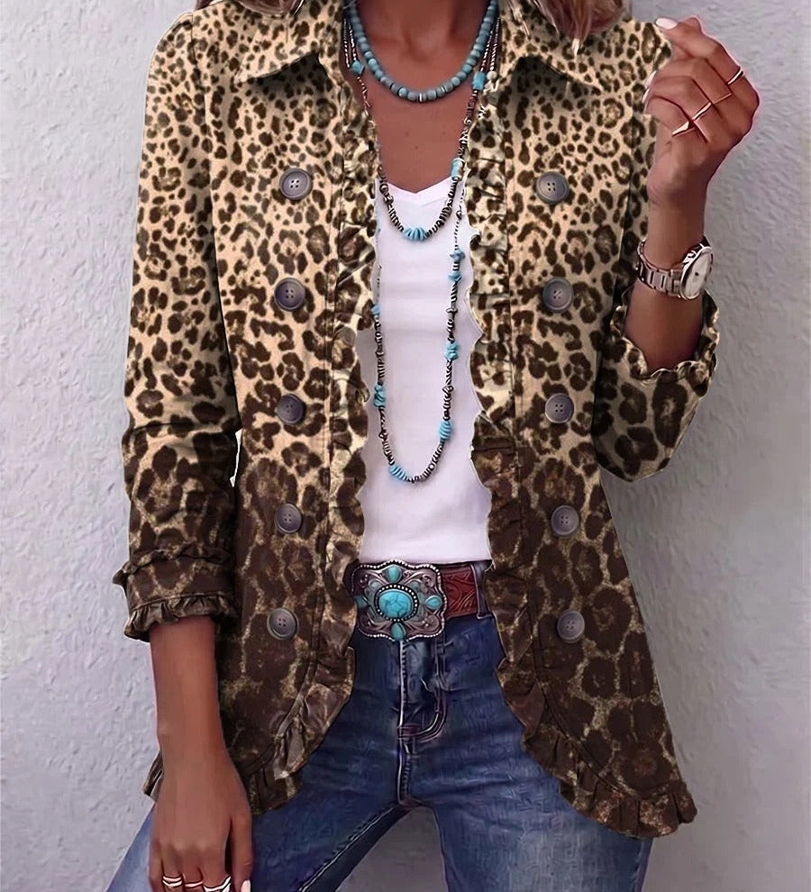 Naiara | Veste à Volants et Imprimé Léopard