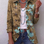 Sandra | Veste Bohème Vintage à Volants et Imprimé Floral Dégradé