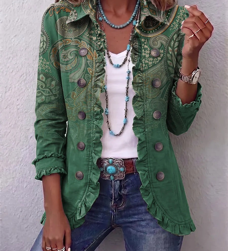 Janira | Veste Bohème à Volants et Imprimé Paisley