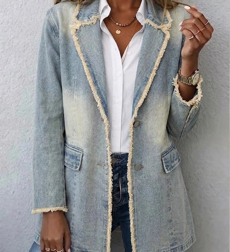 Diana | Blazer Oversize Style Vintage à Bords Bruts