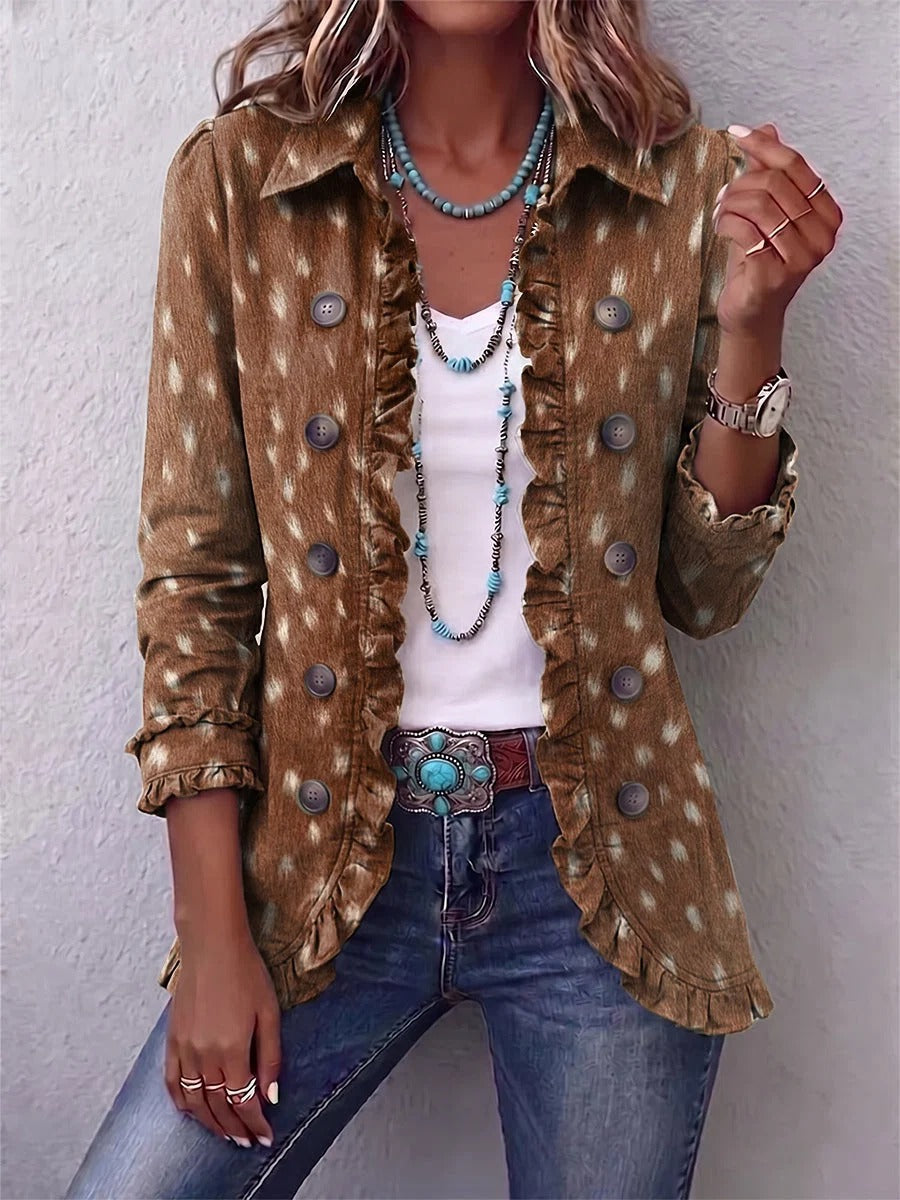 Noa | Veste Bohème à Volants et Imprimé Animalier